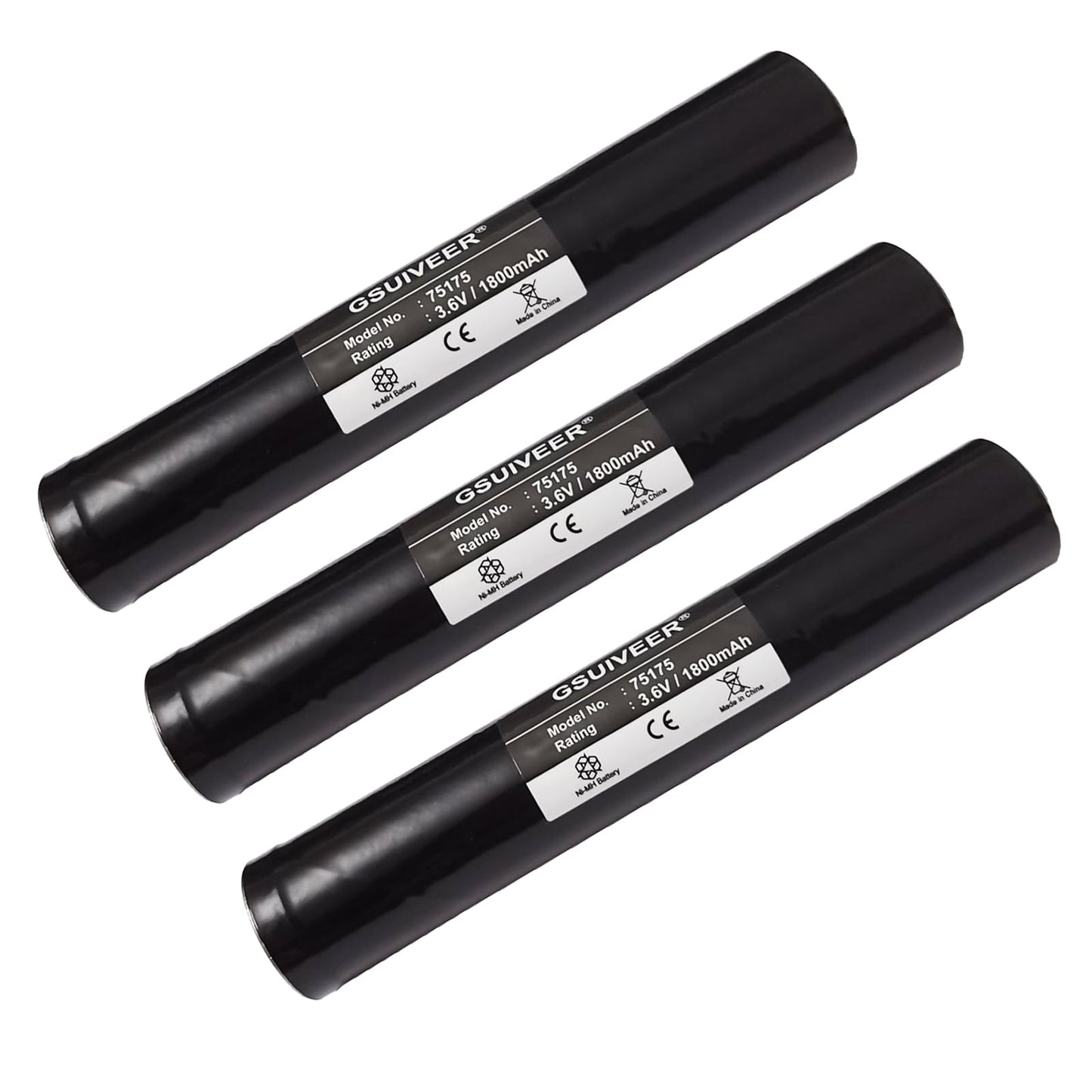 Avelena | Gsuiveer 75175 Wiederaufladbarer Akku 3.6V 1800Mah Ni-Cd Kompatibel mit Streamlight Stinger 75175 75375 75300 75500 75810 76000 76300, Polystinger, Pelican M9, Fl126 Taschenlampe - 3 Paket 75175 Akku