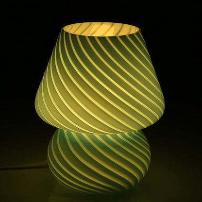 Avelena | Pilzlampe, Glas-Pilz-Nachttischlampen Translucente Murano Vintage Stil Gestreifte Kleine Nachttisch Desklampe Wirbellicht für Wohnkultur, Esszimmer, Wohnzimmer, Schlafzimmer, Geschenk