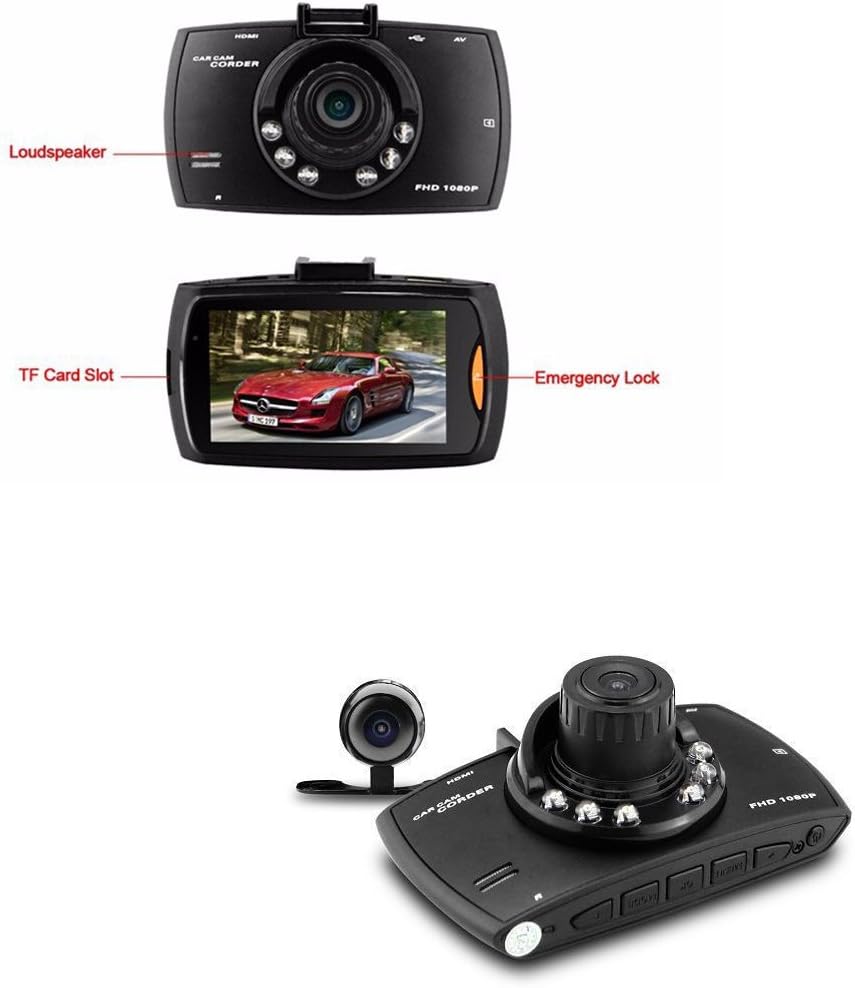 Avelena | Dual Lens Auto Dash Cam G30 2.7" LCD Full HD 1080P mit G-Sensor