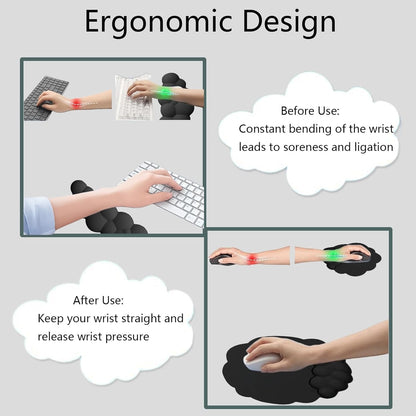 Avelena | Wolkenförmige ergonomische Handgelenkstütze Set mit Mauspad & Untersetzer – Zeyora