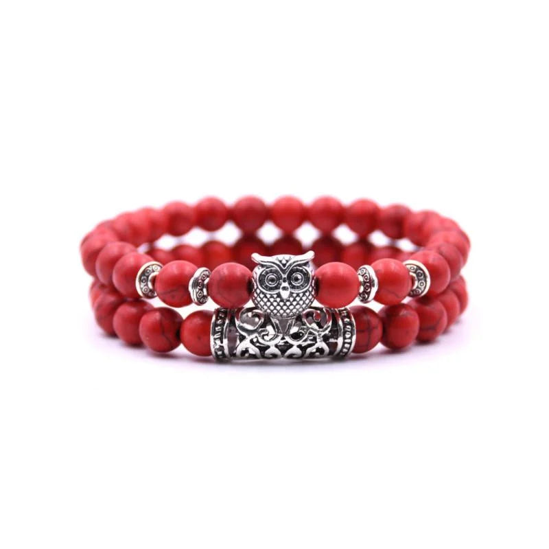 Avelena | Eule Charme Naturstein Armband