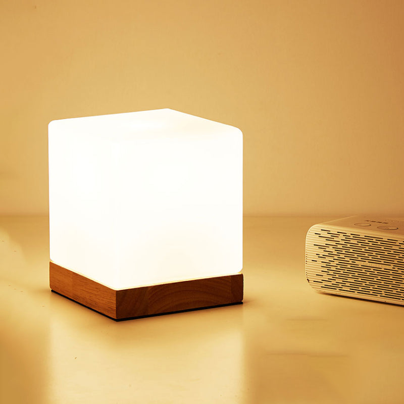 Avelena | Einzelleuchtmittel Globus/Zylinder/Quadratische Schirm Lese Buch Licht Moderne Holz Weiß Glas Arbeitsbeleuchtung