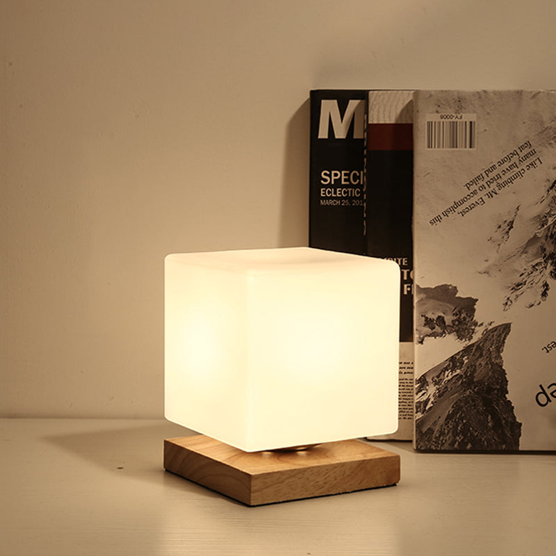 Avelena | Einzelleuchtmittel Globus/Zylinder/Quadratische Schirm Lese Buch Licht Moderne Holz Weiß Glas Arbeitsbeleuchtung