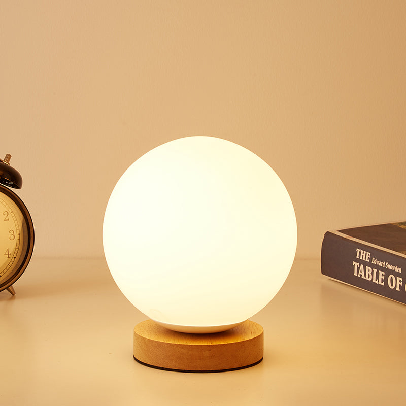 Avelena | Einzelleuchtmittel Globus/Zylinder/Quadratische Schirm Lese Buch Licht Moderne Holz Weiß Glas Arbeitsbeleuchtung
