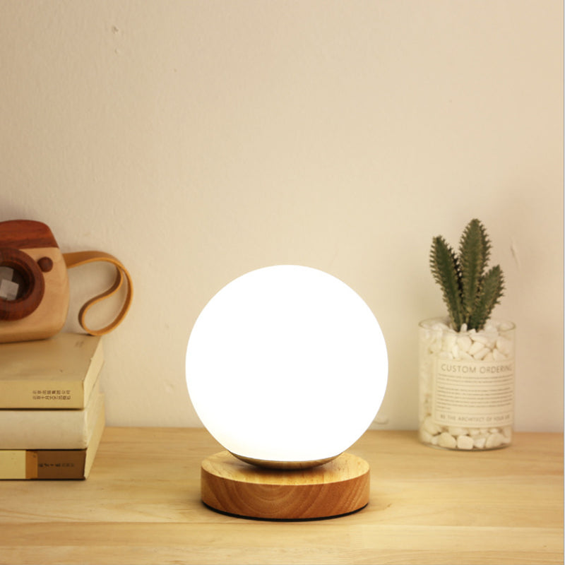 Avelena | Einzelleuchtmittel Globus/Zylinder/Quadratische Schirm Lese Buch Licht Moderne Holz Weiß Glas Arbeitsbeleuchtung