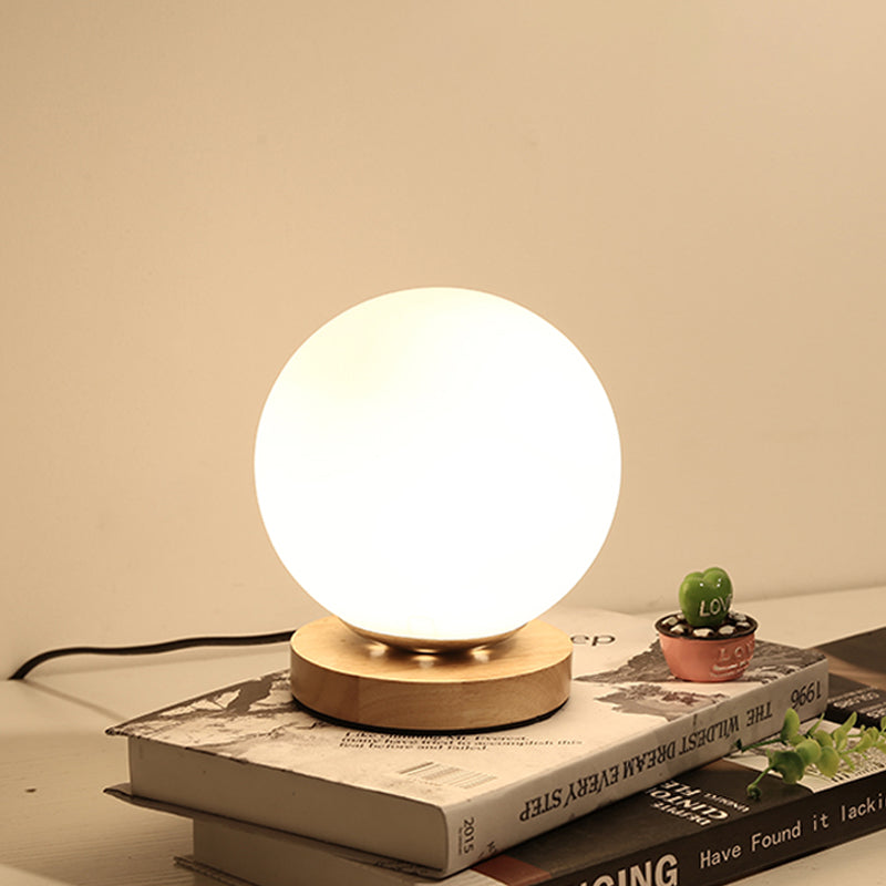 Avelena | Einzelleuchtmittel Globus/Zylinder/Quadratische Schirm Lese Buch Licht Moderne Holz Weiß Glas Arbeitsbeleuchtung