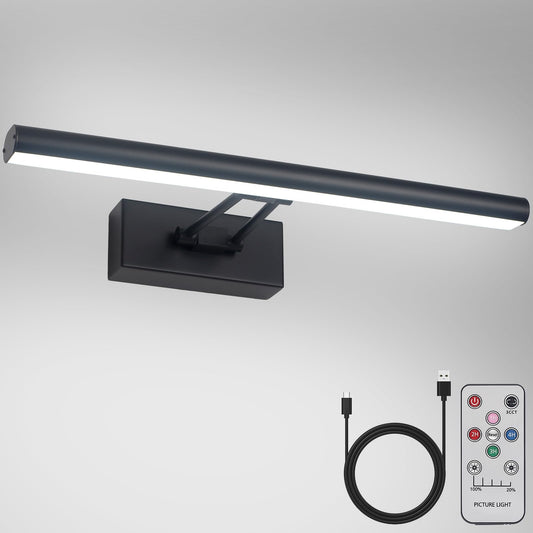 Avelena | Howmzon Bildbeleuchtung, 13,5" Kunstbeleuchtung, schwarze Bildbeleuchtung Akku betrieben, 3Cct, kabellose Bildlichter mit Fernbedienung, Licht über Bilderrahmen für Wandmalerei (Schwarz)