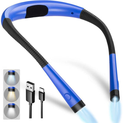 Avelena | LED Nackenleselampe, Buchlicht zum Lesen im Bett, 3 Farben, 6 Helligkeitsstufen, biegbarer Arm, wiederaufladbar, langlebig, perfekt zum Lesen, Stricken, Campen, Reparieren