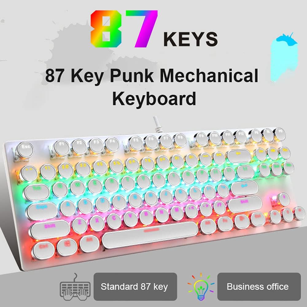 Avelena | 87-Tasten Mechanische Gaming-Tastatur RGB Hintergrundbeleuchtet Blaue Schalter