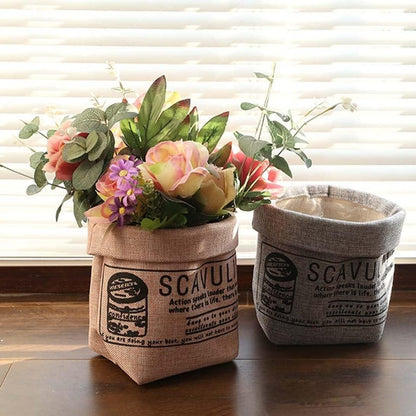 Avelena | Dekorativer Stoffpflanztopf mit Aufdruck – Vielseitiger Aufbewahrungstopf für Pflanzen und Deko