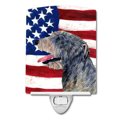 Avelena | Treasures Keramische Nachtlampe Usa-Flagge & Irischer Wolfshund, 6X4X3, Ul-Zertifiziert,