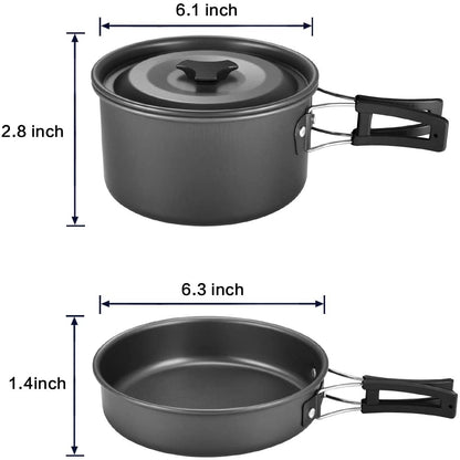 Avelena | Gonex 11-Teilig/13-Teilig/16-Teilig/21-Teilig Camping Küchenutensilien Set Mess Kit, Rucksackausrüstung Kochutensilien, Stapelbare Tragbare Antihafttopf Pfanne Kochen Für Outdoor Wandern