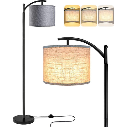 Avelena | Stehlampe mit 3 Farbtemperaturen LED-Glühbirne, Stehlampe hohe industrielle Stehlampe Lesen für Schlafzimmer, Büro, weiße Lampenschirm enthalten