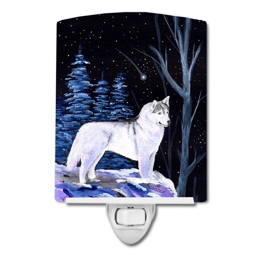 Avelena | Treasures Sternenspiegel Sibirischer Husky Keramisches Nachtlicht, Wolf-Zertifiziert, 6X4X3&Quot;