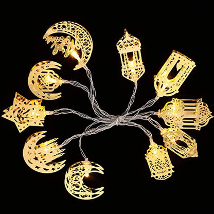 Avelena | Bunte LED Lichterkette – Dekorative Lichter mit Mond- und Laternenmotiven für Wohnung und Garten
