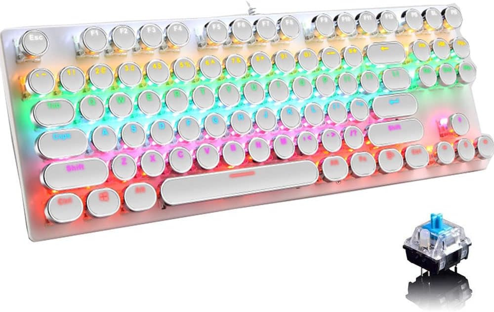 Avelena | 87-Tasten Mechanische Gaming-Tastatur RGB Hintergrundbeleuchtet Blaue Schalter