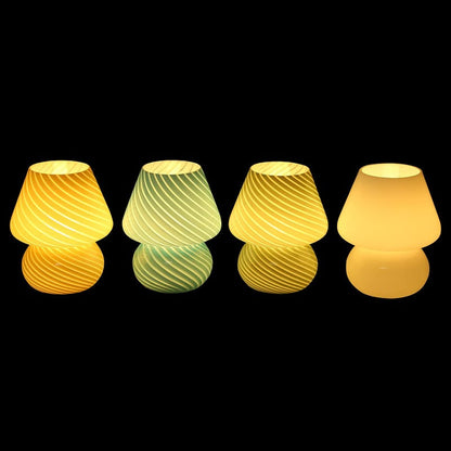 Avelena | Pilzlampe, Glas-Pilz-Nachttischlampen Translucente Murano Vintage Stil Gestreifte Kleine Nachttisch Desklampe Wirbellicht für Wohnkultur, Esszimmer, Wohnzimmer, Schlafzimmer, Geschenk