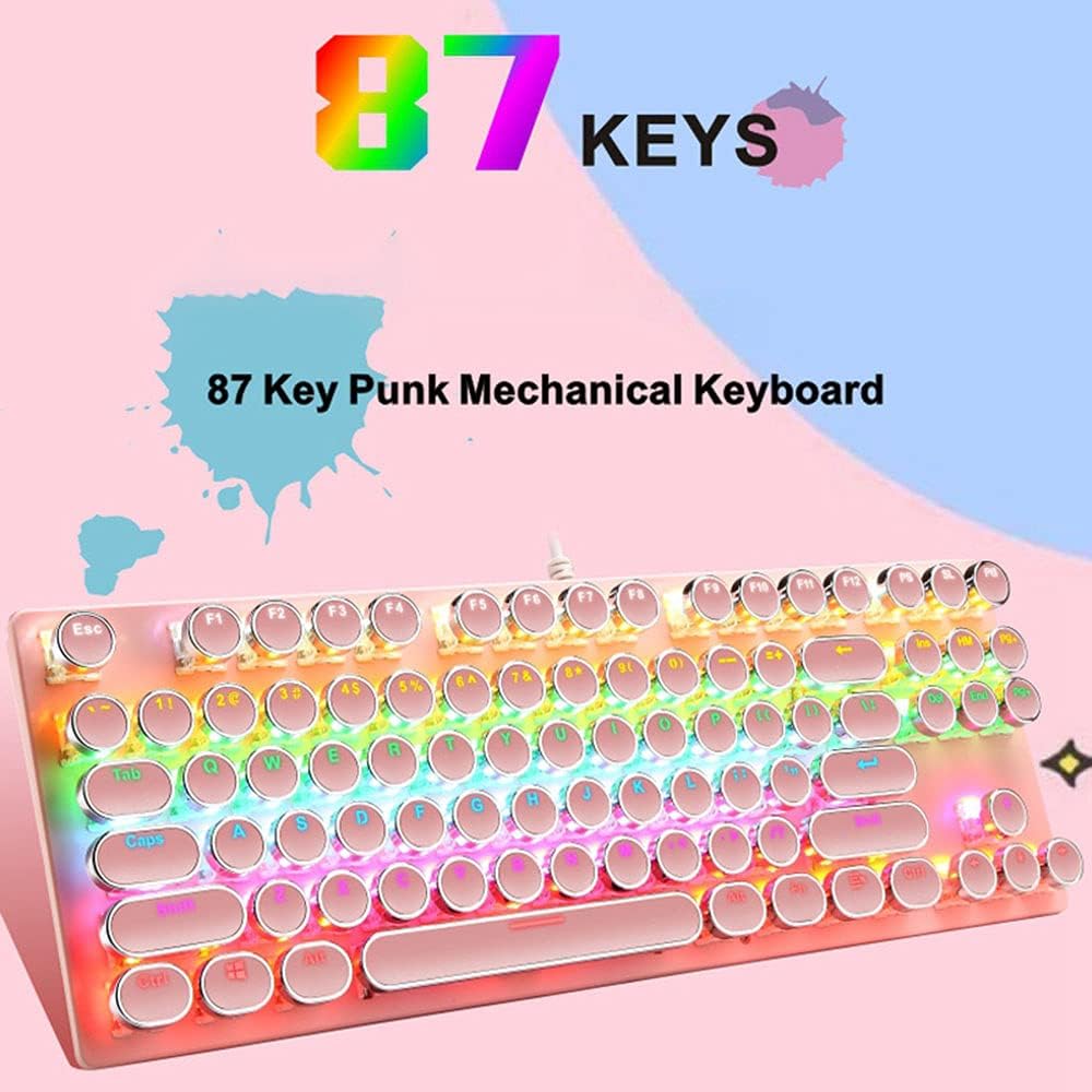 Avelena | 87-Tasten Mechanische Gaming-Tastatur RGB Hintergrundbeleuchtet Blaue Schalter
