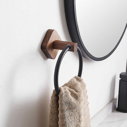 Avelena | Massivholz Handtuchstange mit Matt Schwarz Finish