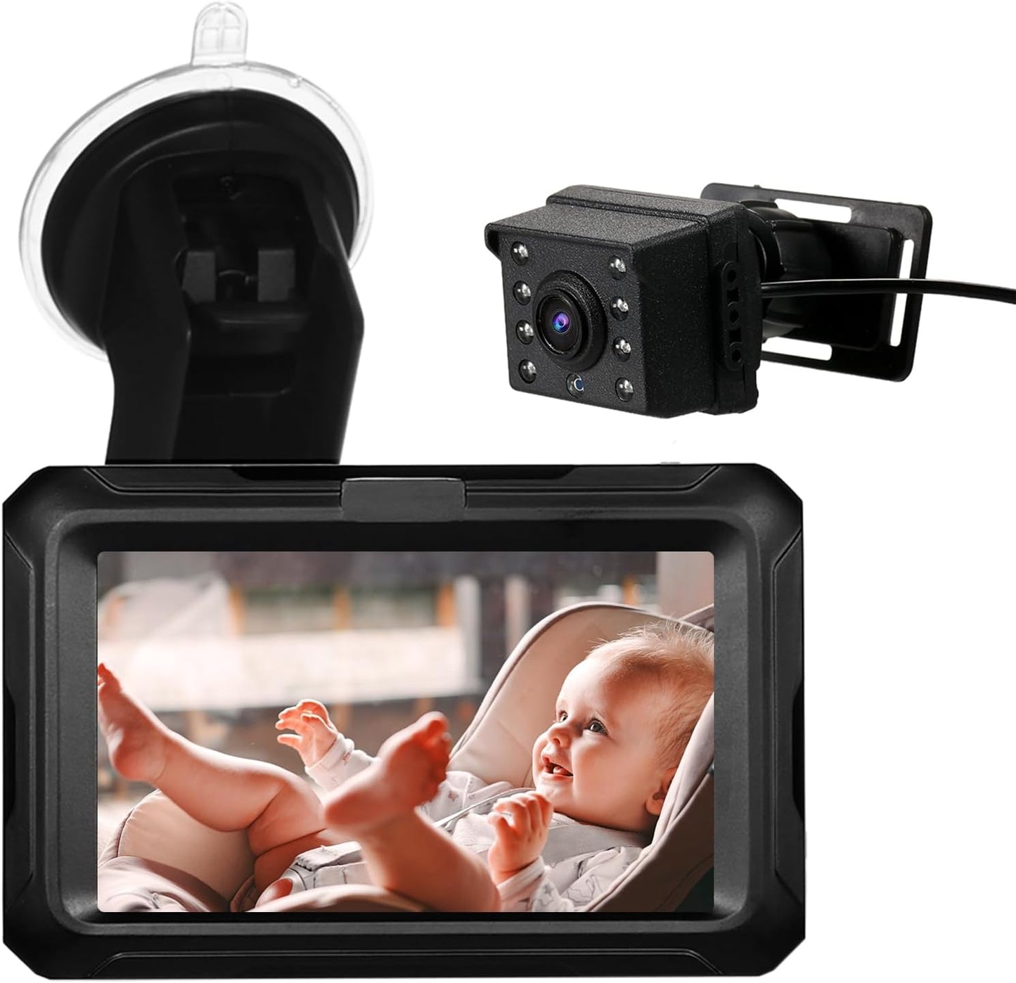 Avelena | Baby Auto Spiegel mit 1080P Kamera & 4,3'' Bildschirm – Solvian