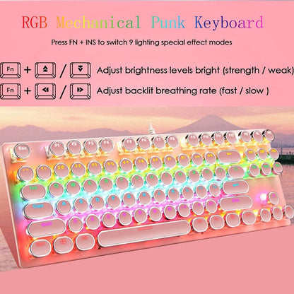Avelena | 87-Tasten Mechanische Gaming-Tastatur RGB Hintergrundbeleuchtet Blaue Schalter