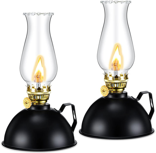 Avelena | Vintage-Style Glas- & Metallöl-Lampen Set aus 2 – Ardin