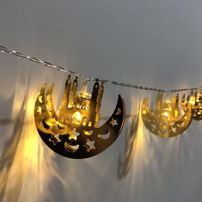 Avelena | Bunte LED Lichterkette – Dekorative Lichter mit Mond- und Laternenmotiven für Wohnung und Garten