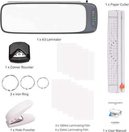 Avelena | A3 Desktop Laminator Set mit heißer & kalter Mode und 6-in-1-Funktionen – Lexaro