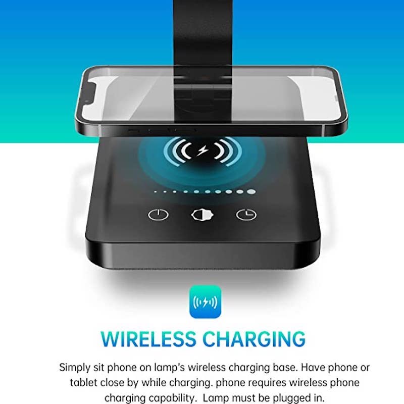 Avelena | LED-Schreibtischlampe mit USB-Ladeanschluss, dimmbare augenfreundliche Leselampe für zu Hause, mit 5 Helligkeitsstufen & 3 Lichtmodi, Touch-Steuerung, Auto-Timer (Schwarz)