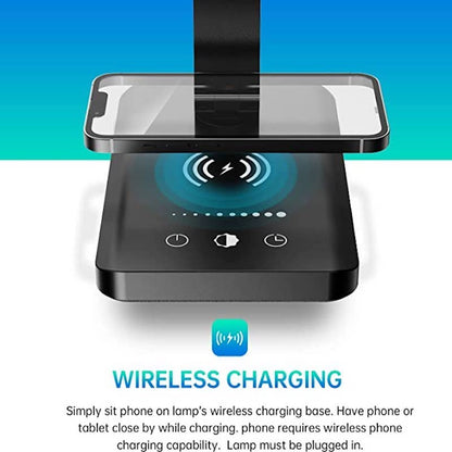 Avelena | LED-Schreibtischlampe mit USB-Ladeanschluss, dimmbare augenfreundliche Leselampe für zu Hause, mit 5 Helligkeitsstufen & 3 Lichtmodi, Touch-Steuerung, Auto-Timer (Schwarz)