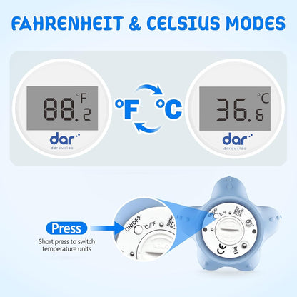 Avelena | AquaVeilig Baby Badthermometer – digitales Display mit 3 Farben und Temperaturwarnung