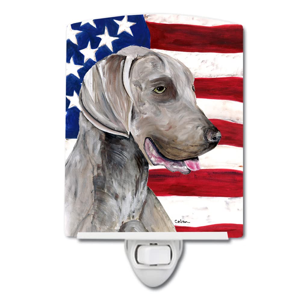 Avelena | Carolines Schätze Weimaraner Nachtlicht Usa Flagge Keramik, Ul-Zertifiziert, 6X4X3&Quot;