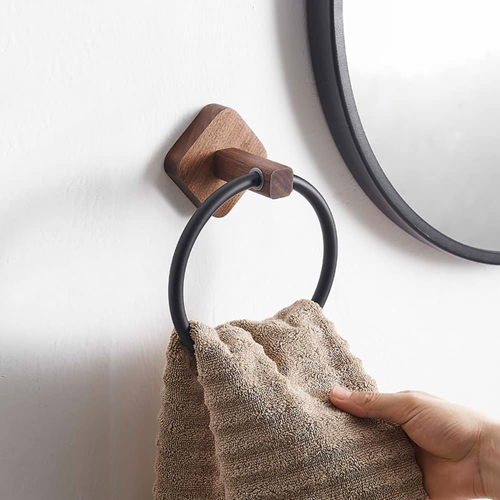 Avelena | Massivholz Handtuchstange mit Matt Schwarz Finish