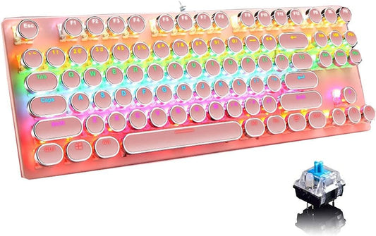 Avelena | 87-Tasten Mechanische Gaming-Tastatur RGB Hintergrundbeleuchtet Blaue Schalter