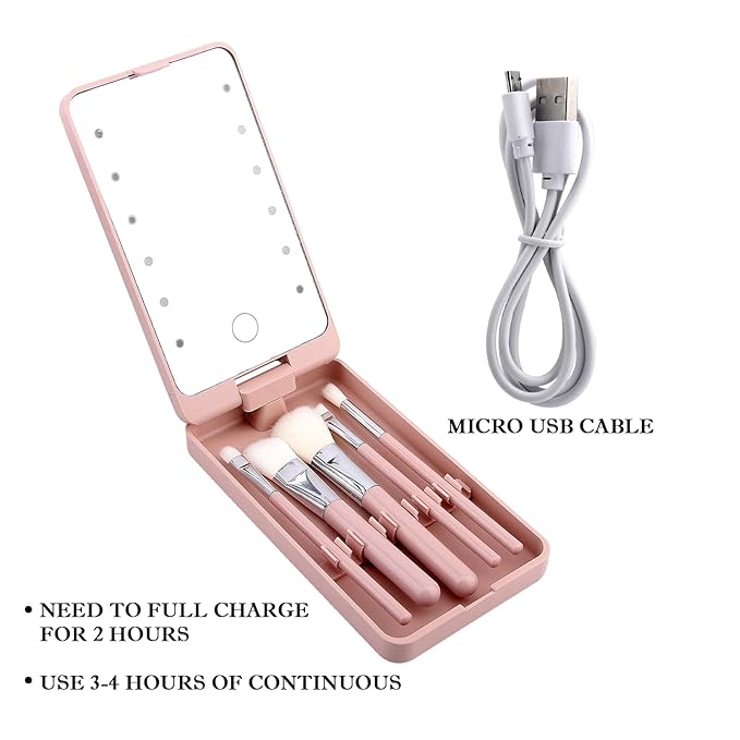 Avelena | Glowbürsten Wiederaufladbares Led-Licht Reise Make-Up Pinsel Set