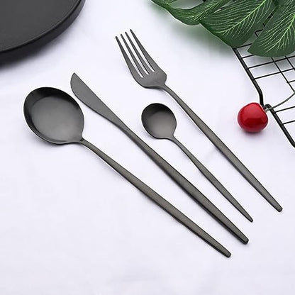 Besteckset Schwarz Edelstahl Essgeschirr