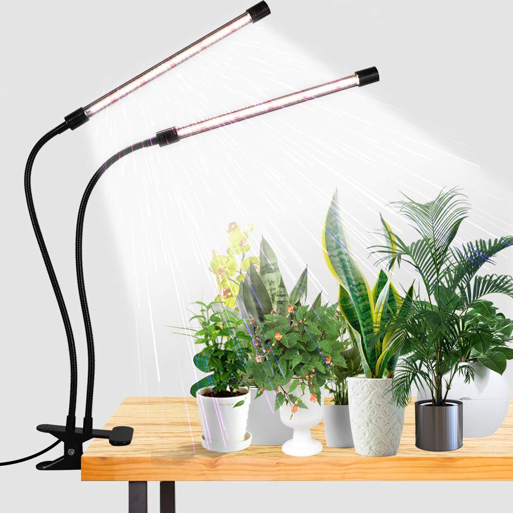Avelena | Gooingtop Led Wachstumslampe, 6000K Volles Spektrum Klemmlampe für Pflanzen mit Weißen Roten Leds für Innenpflanzen, 5-Stufig Dimmbar, Automatische Ein/Aus-Timer 4 8 12 Stunden