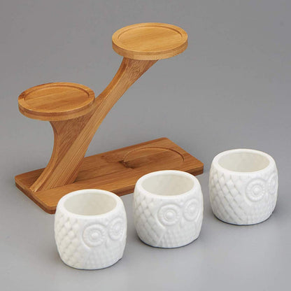 Avelena | Dekorativer Pflanzenständer aus Holz – Pflanzentöpfe im Eulen-Design für Sukkulenten und Zimmerpflanzen