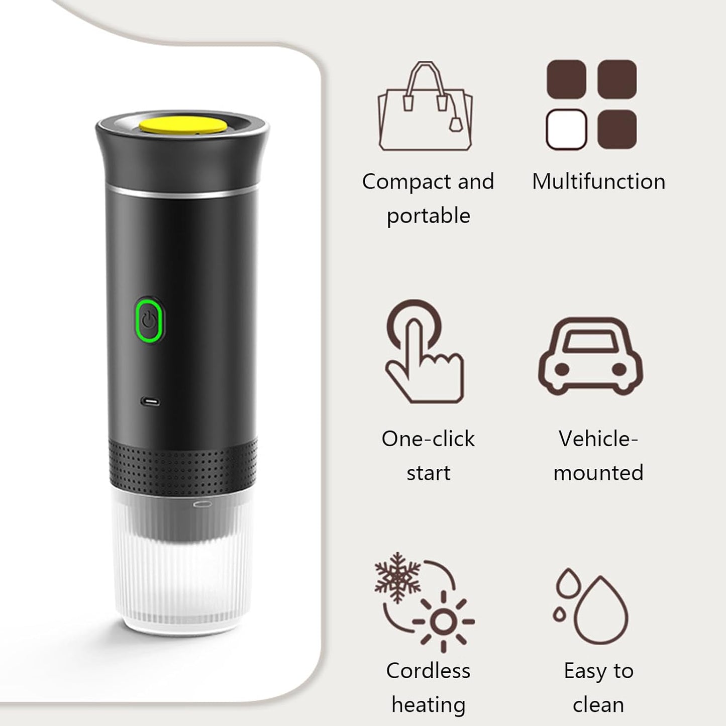 Avelena | Tragbare 3-in-1 Espresso-Kaffeemaschine mit wiederaufladbarem Akku – Raverno