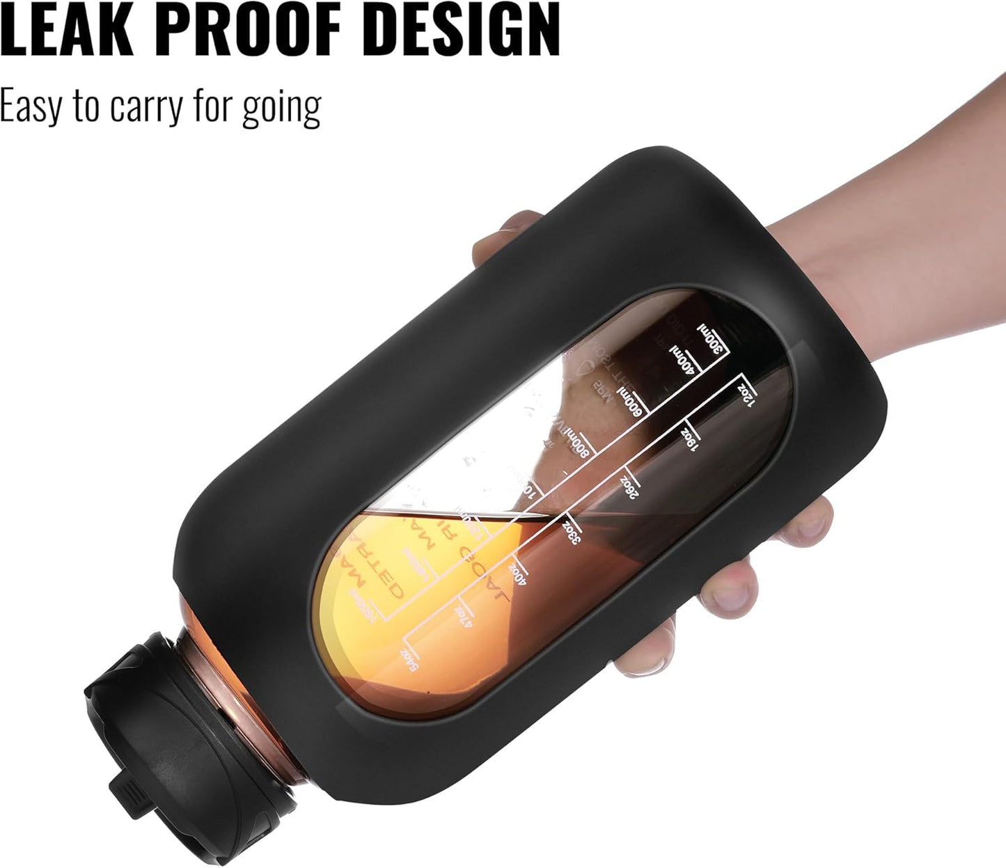 Avelena | Motivierende Glas-Wasserflasche 900Ml mit Strohhalm