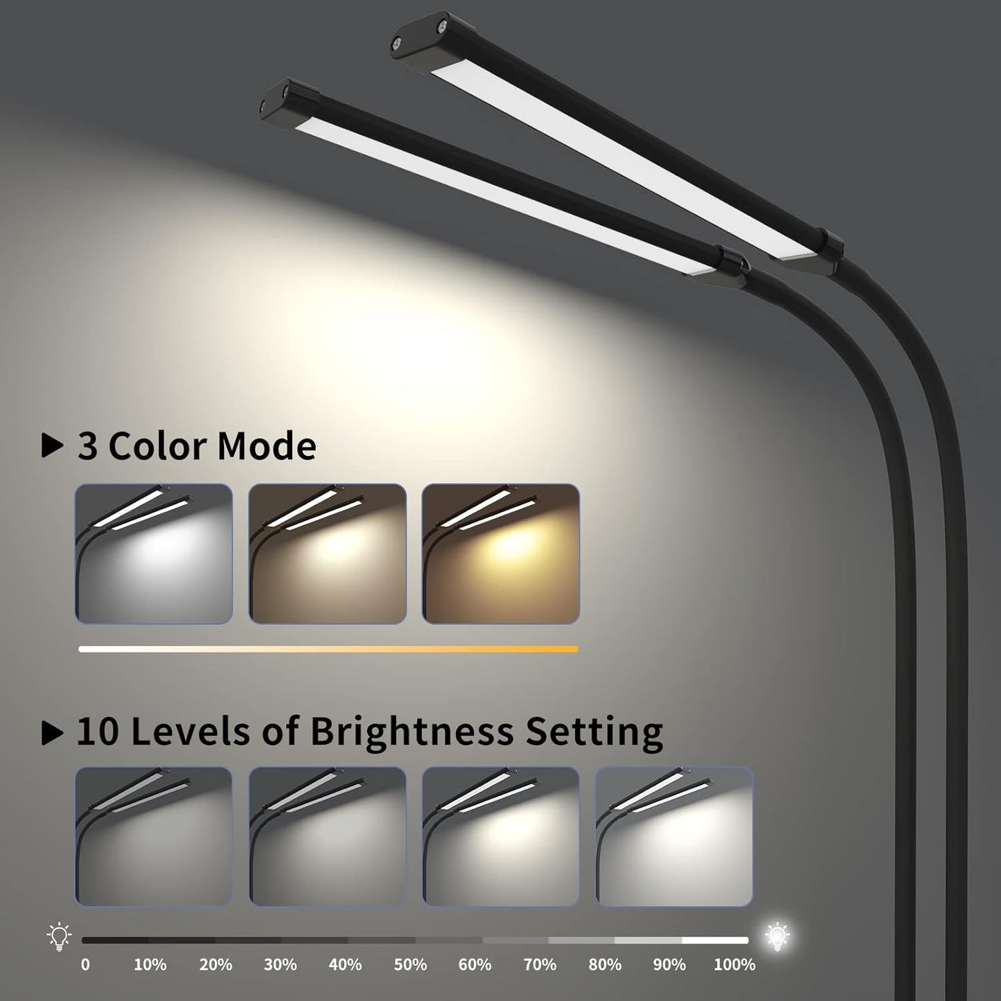 Avelena | 77 LED Tischklemmlampe mit 70 cm flexiblem Schwanenhals – Ravien