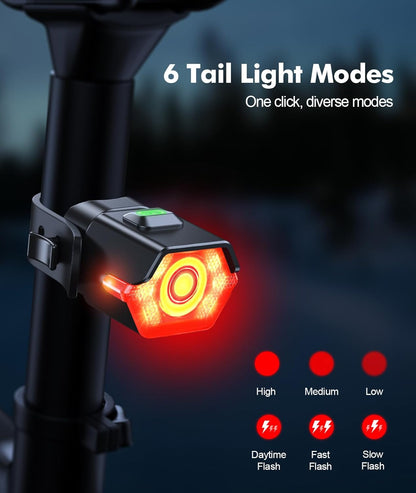 Avelena | Wiederaufladbares Fahrradlicht-Set mit 3+6 Modi & Seitenbeleuchtung – RoadBeam
