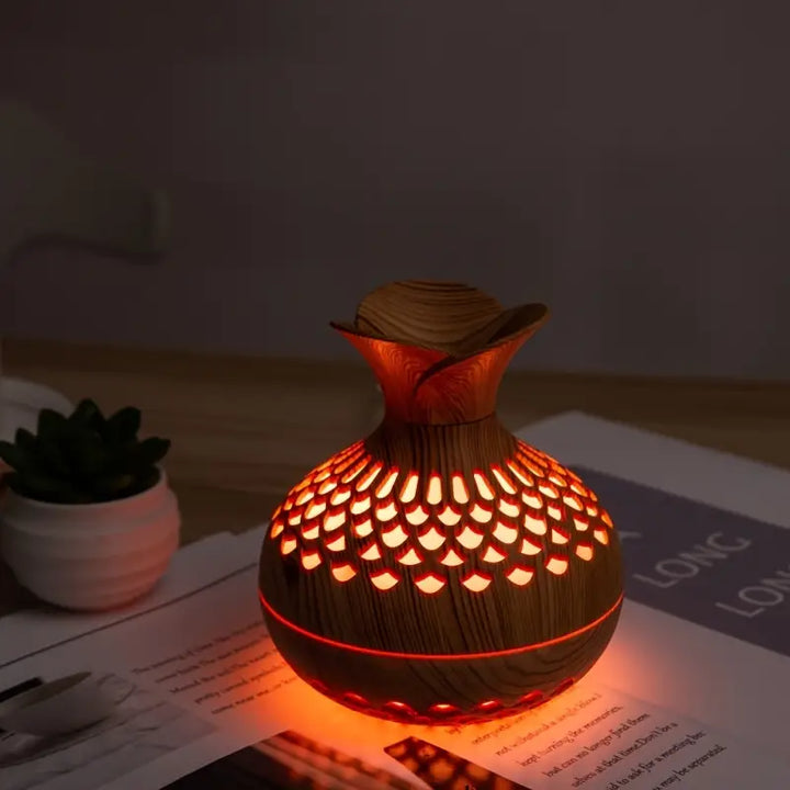 Avelena | Aromatherapie-luftbefeuchter Mit LED – Diffuser In Holzoptik & Nachtlicht