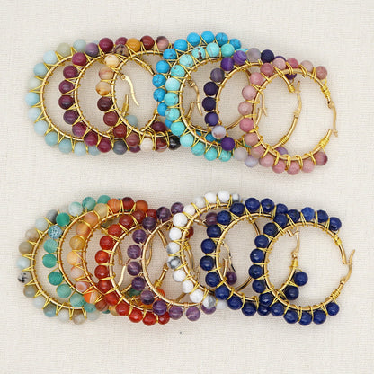 Avelena | Boho natürliche Kristalle große Hoop Ohrringe Sanne