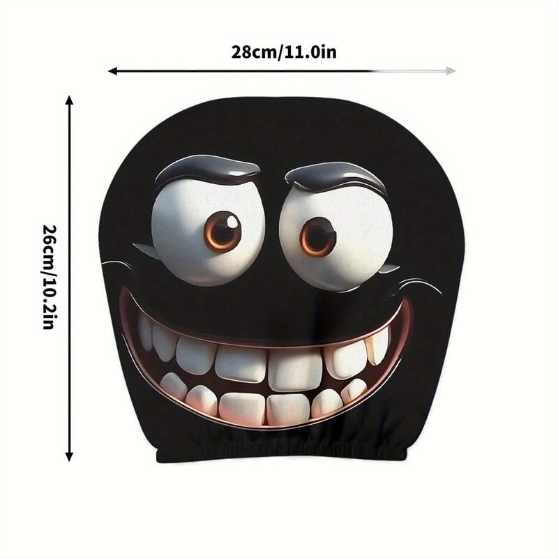 Avelena | 2pcs Set aus lustigen großen Augen grinsenden Cartoon-Druck Kopfstützenbezüge