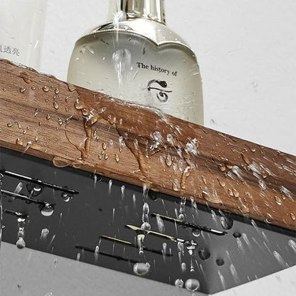 Avelena | Massivholz Badezimmer-Organizer-Regale ohne Bohren