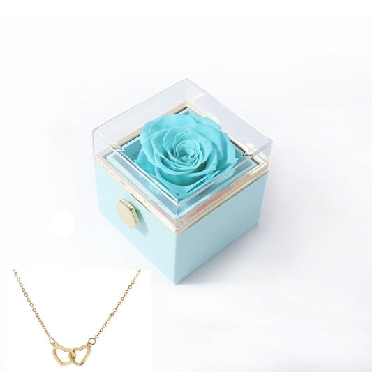 Avelena | 180° Roos Geschenkbox | Mit Gravierter Love Kette