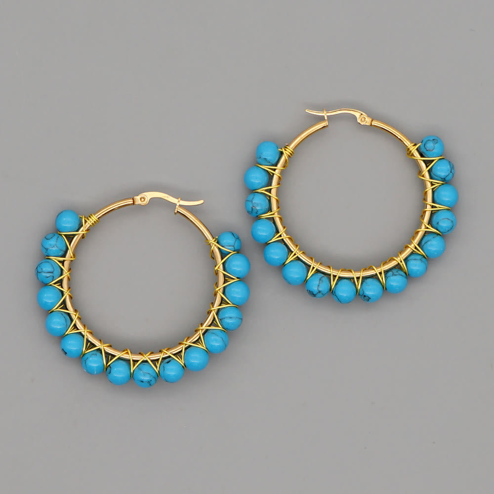 Avelena | Boho natürliche Kristalle große Hoop Ohrringe Sanne