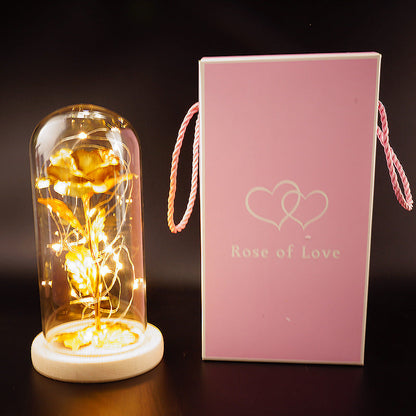 Avelena | Bewahrte Blumen Glasdeckel Goldfolie Rose