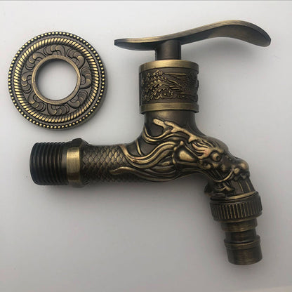 Avelena | Vintage Classic Waschbeckenarmatur Zink Einhebel Drache Prägung Wandmontierte Armatur
